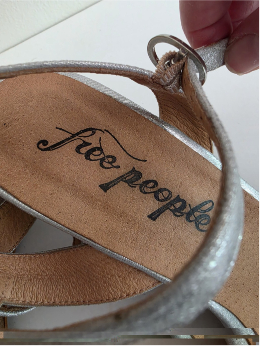 Free People Golden Hour Metallic Wedge Sandals Silver Multicolor Strappy 41 / 11 - Picture 4 of 12
